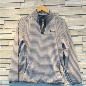 L.L.Bean Women’s Light Gray Quarter-Snap Airlight Fleece, Size L, Like New